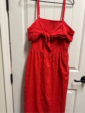 Old Navy Red Smocked Strapless Dress